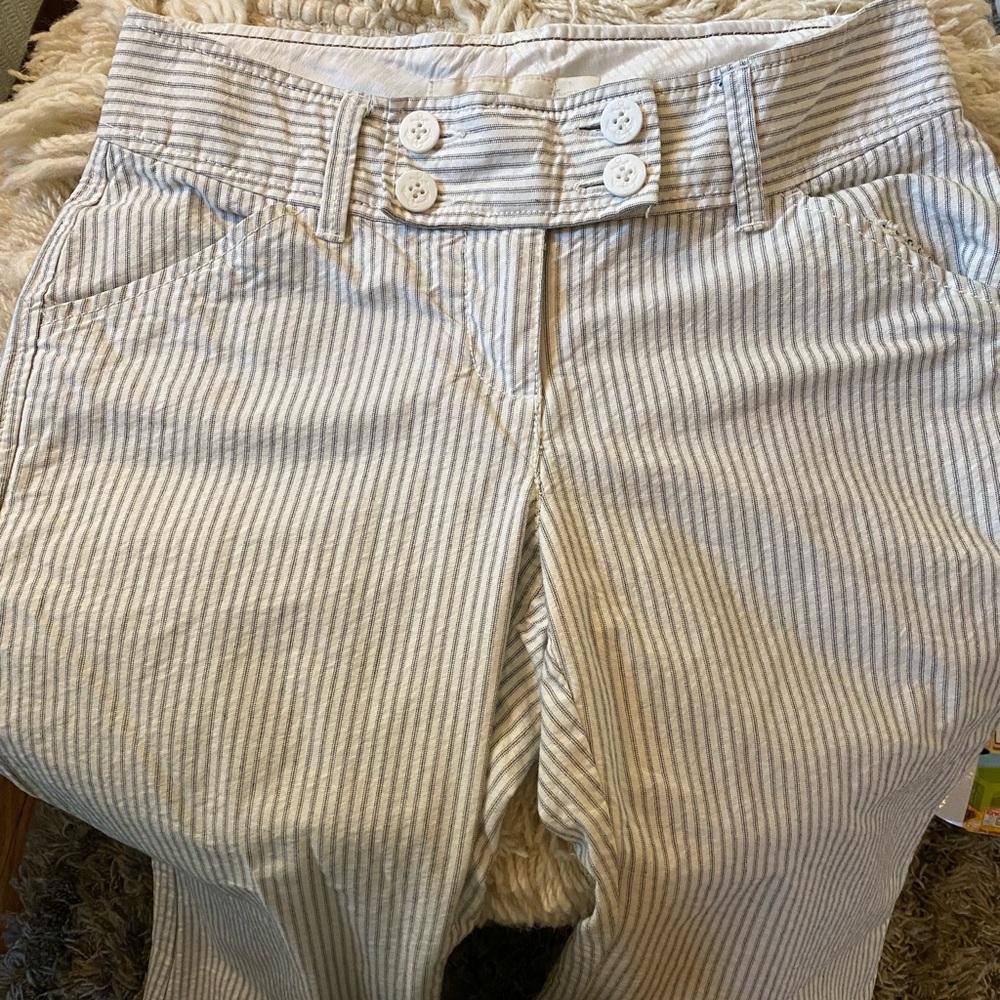 Old Navy Low Rise Flare White Pinstriped Trousers